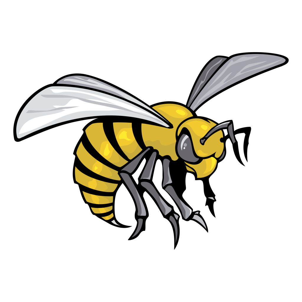 Cartoon-style illustration of a yellow and black bee