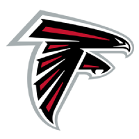Atlanta Falcons logo featuring a stylized black and red falcon's head integrated into a bold letter "F," representing the NFL team.
