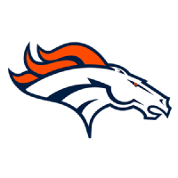 Denver Broncos logo featuring a fierce-looking white horse head with an orange mane and accents