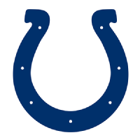 Colts logo featuring a blue horseshoe with silver detailing