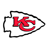 Kansas City Chiefs logo featuring a stylized arrowhead shape in white and red with "KC" in bold letters.
