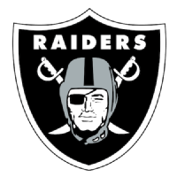Raiders logo featuring a menacing pirate with an eye patch and swords