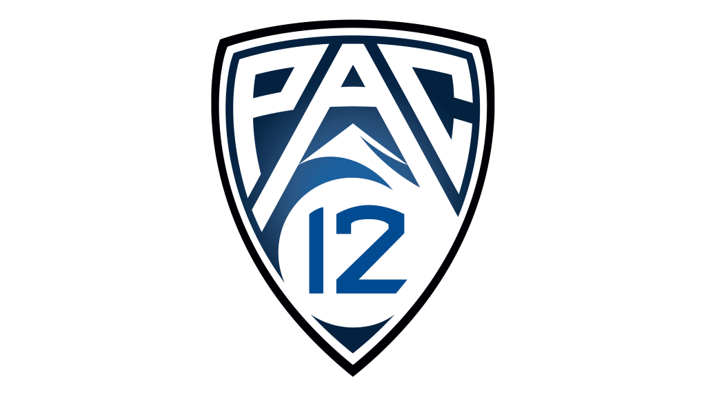 PAC-12 logo, featuring a shield design with stylized mountains and waves in blue and white