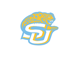 Southern University logo featuring a stylized blue and gold leopard above the letter "SU,"