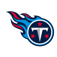 Tennessee Titans logo featuring a circular design with a bold "T" at the center and flames in blue