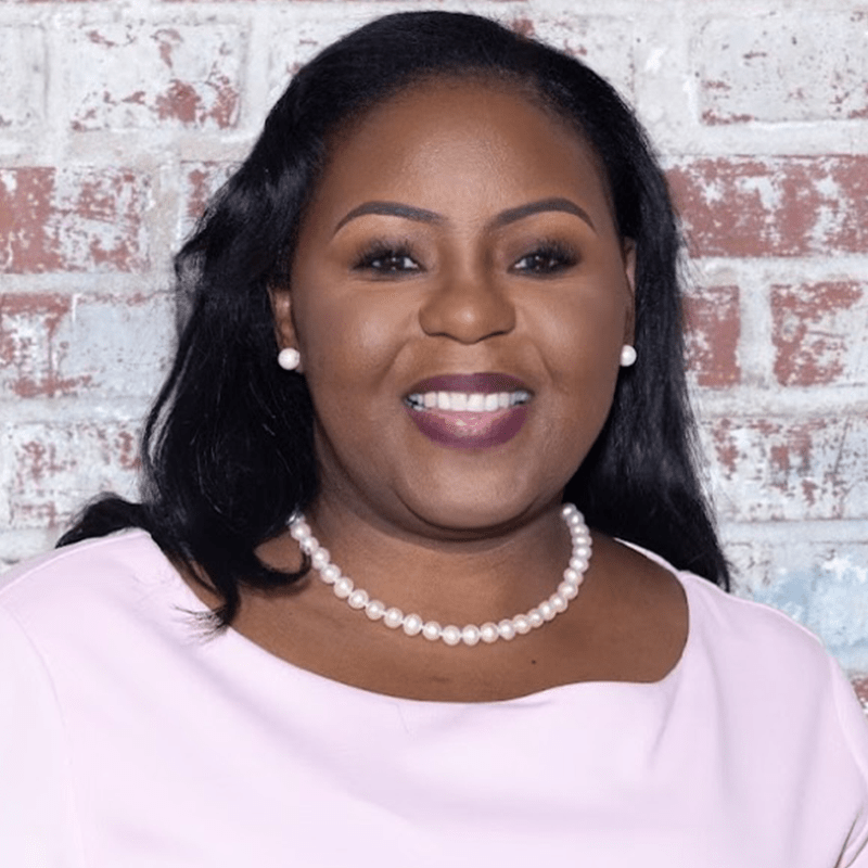 Smiling woman with dark hair